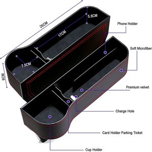 Organisateur de remplissage de siège de voiture Boîte de rangement latérale avec porte-gobelets Téléphones Cartes de crédit - Product Image 2
