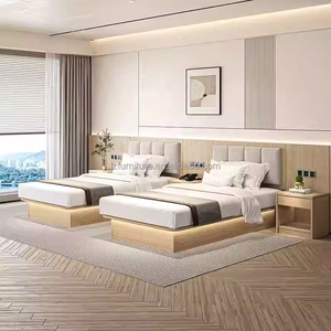 Custom Made Modern3 Star Hotel Bedroom Furniture <b>Sets</b> With <b>Cheap</b> Low Profile Wooden Bed Frame Nightstands TV Cabinet & <b>Wardrobe</b> - Product Image 6