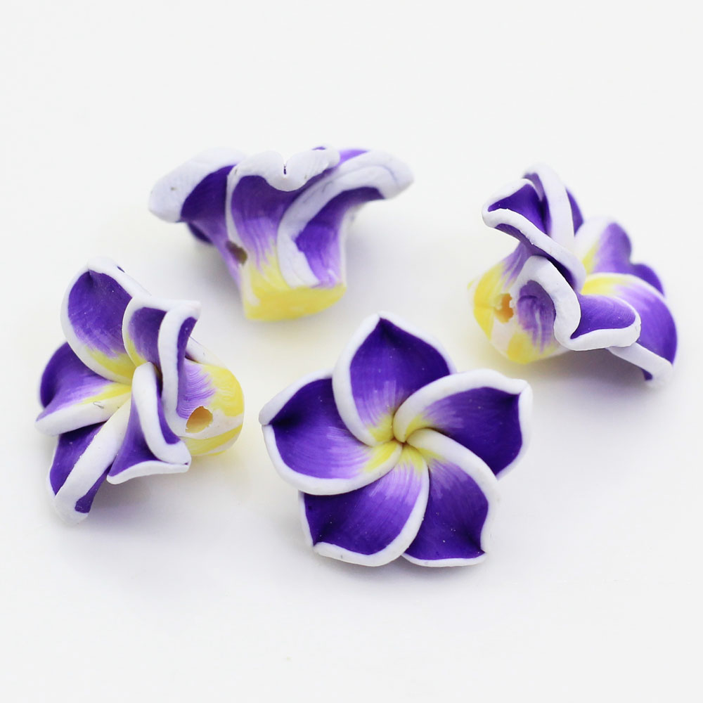 SUNNYCLUE 60 stuks Hawaii bloem kralen plumeria kralen bulk grote bloemen bloemen 20x10mm kralen bedels handgemaakte polymeer klei bloem losse spacer