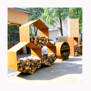 Tùy chỉnh corten thép tổ ong lưu trữ mô-đun tùy chỉnh kim loại kệ. Hình lục giác củi log lưu trữ giá - Product Image 3