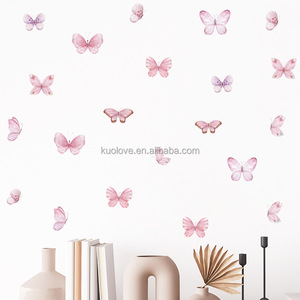 Pegatinas de <span class=keywords><strong>pared</strong></span> voladoras de mariposa Rosa acuarela, decoración de sala de estar <span class=keywords><strong>para</strong></span> habitación de niños, papel tapiz, pegatinas autoadhesivas DIY - Product Image 5