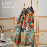 Selendang Sutra Mewah 100% Bermotif untuk Wanita, Vintage Floral Fashion, Lembut, Warna Solid, Berwarna-warni, Musim Panas