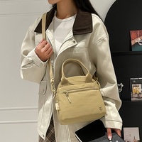 Sac à bandoulière carré léger pour femme, style coréen, motif renard coloré, en nylon multicouche résistant à l'eau avec fermeture éclair