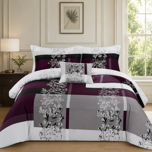 EU Dropshipping Filigree Floral <b>Bed</b> Linen <b>Set</b> 3pcs Grey <b>Purple</b> Geometric Quilt Cover 100% Cotton Poland Hub - Product Image 1