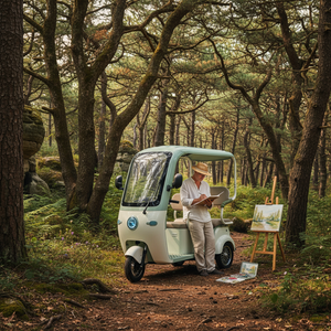 Triciclo Eléctrico <span class=keywords><strong>de</strong></span> 3 Plazas HLD con Carrocería Abierta, Diseño Retro en Colores Macaron para Adultos y Personas Mayores, Scooter <span class=keywords><strong>de</strong></span> 3 Ruedas - Product Image 1