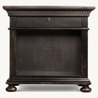 Table de chevet ouverte de style RH en chêne James, de qualité supérieure, avec 1 tiroir et moulures dentelées, rangement classique américain pour chambre à coucher