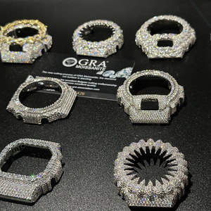 Boîtier de montre de luxe de haute qualité en moissanite sertie, lunette ronde, pièces de montre numérique, ton argenté, remplacement personnalisé écologique - Product Image 3