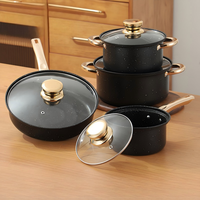 Ensemble de 8 ustensiles de cuisine antiadhésifs en pierre Maifan de qualité supérieure, comprenant une casserole à lait et une marmite, compatible avec les plaques à induction, idéal comme cadeau de cuisine