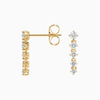 Boucles d'oreilles pendantes en or jaune 9K 10K 14K 18K certifiées IGI TELULA avec diamants de laboratoire ronds sertis à griffes pour femmes