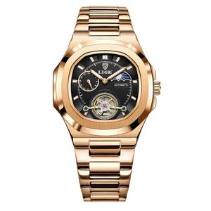 Reloj Mecánico de Lujo para Hombre, con Tourbillon, Cuadrado, de Acero Inoxidable, con Cristal, Fase Lunar, Multifunción, Edición Limitada - Product Image 4