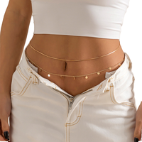 Chaîne de taille fine multicouche dorée style bohème avec pampilles, sequins et perles, bijou de corps en acier inoxydable, chaîne de ventre africaine pour femme, idéale pour les fêtes
