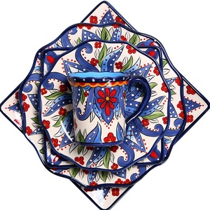 Household Hand-painted <b>Large</b> Steak Ruffled Plate square Plate Set - Product Image 2