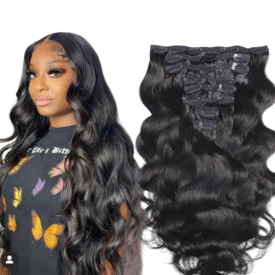 New Products 2022 Natural Virgin Clip in Hair Extension Raw Indian Kinky Straight Clip ins For Black Women