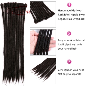 por mayor 20 pulgadas suave dreadlock trenzas sintéticas crochet rastas de color único hecho a mano extensiones de - Product Image 4