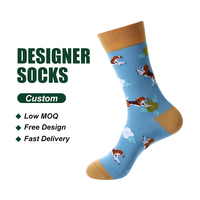 Chaussettes pour chien personnalisées, douces, respirantes, en coton, avec motif de chiot amusant, design original et ludique