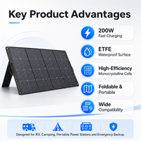 Panneau solaire pliable étanche 200W pour station d'alimentation portable, camping-car, camping, alimentation de secours d'urgence
