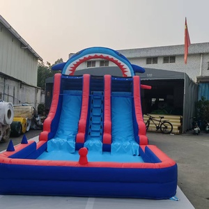 Commercial Party Rental <strong>Large</strong> Equipment Big Shark <strong>Inflatable</strong> Outdoor Water Slide <strong>Inflatable</strong> With Pool - Product Image 2