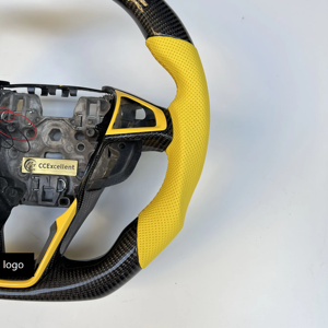 <span class=keywords><strong>Volante</strong></span> Deportivo Profesional Personalizado de Cuero Amarillo con LED y Fibra de Carbono para <span class=keywords><strong>Ford</strong></span> <span class=keywords><strong>Mondeo</strong></span> Fusion 2010 MK3 MK4 MK5 - Product Image 3
