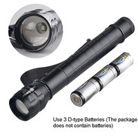 Linterna grande de alta resistencia, XP-E Q5, LED, foto, tamaño D, batería, Reflector de Metal, Zoom, linterna