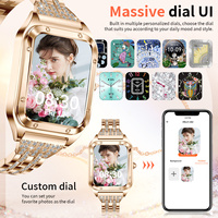 Jam Tangan Pintar LIGE BW0544 (2 Tali) untuk Wanita, Dapat Menjawab/Melakukan Panggilan dengan Berlian, Pelacak Kebugaran Detak Jantung untuk Android IOS Warna Emas