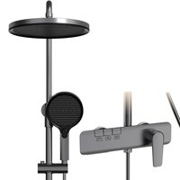 Ensemble de douche HONGDEC Or Rose 3 fonctions avec commande à touches piano, douche pluie surélevée et kit de douchette haute pression