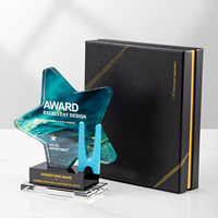 Trofeo de Cristal con Pentagrama Impreso a Color, Diseño Creativo 2026, Medalla de Honor Elegante de Alta Gama, Personalizable con Grabado