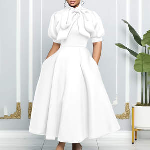 Robe de soirée à manches courtes et nœud papillon, style européen et américain, nouvelle collection été, robe de cocktail élégante pour femmes pour occasions spéciales - Product Image 4
