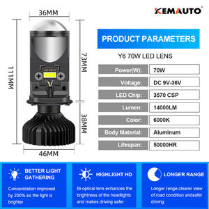 โปรเจคเตอร์เลนส์ LED ขนาดเล็ก Y6D กันน้ำระดับ IP68 หลอดไฟหน้า LED H4 Canbus ไฟสูง/ไฟต่ำ โปรเจคเตอร์ LED อัตโนมัติ สีขาว 6000K หลอดไฟใหม่ - Product Image 5