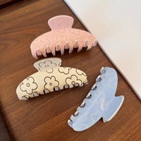 Pince à cheveux en acétate de style coréen Liwu, 10 cm, trois couches, fleurs gravées, couleur unie, design classique, pour femmes