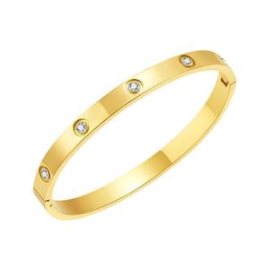 Bracelet en acier inoxydable avec design circulaire ciel étoilé entièrement serti de diamants, tendance et polyvalent pour filles, ne se décolore jamais - Product Image 6