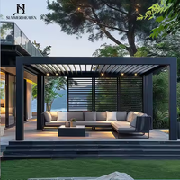 Pavillon de jardin en aluminium robuste avec toit rigide et moustiquaire pour cuisine extérieure, barbecue, fête, patio, cour arrière