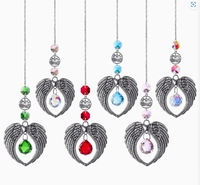 Meilleures ventes : Pendentif attrape-soleil en forme de boule avec ailes d'ange et cristaux de diamant, carillon éolien pour décoration de voiture et de maison pour Noël