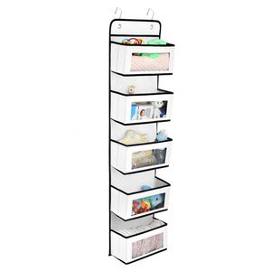 Organisateur de porte rectangulaire 5 grandes poches fenêtres transparentes rangement mural bleu injecté capacité 20-35L pour fête, bébé, chambre d'enfant - Product Image 5