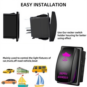 Interrupteur à bascule sondeur lumière LED violette, interrupteur à bascule 12V Marine Heavy Duty on off pour bateau de pêche Kayak Pontoon voilier - Product Image 5