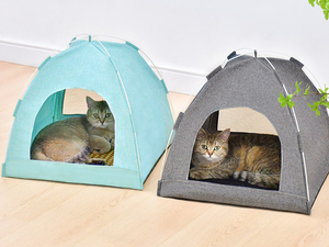 耐久性のあるポータブルペットテント通気性メッシュ猫の巣折りたたみペット犬小屋 - Product Image 3