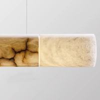 Lustre suspendu moderne de luxe personnalisé en marbre d'albâtre naturel, forme longue, pour cuisine et salle à manger