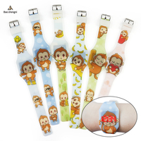 Jam tangan silikon anak, arloji Digital bercahaya warna-warni lampu LED kartun monyet hadiah anak-anak untuk anak-anak
