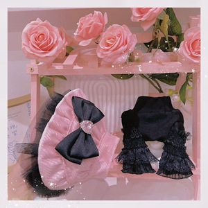 Pet Clothes <b>Bell</b> Sleeve Turtleneck Dress Pink Black Skirt For <b>Dog</b> Cat Princess Style Four Seasons Polyester - Product Image 2