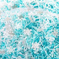 1 lb 453g de papier bleu et blanc coupé en accordéon avec confettis de flocons de neige d'hiver en PVC, paquet de remplissage pour boîte cadeau pour fête de Noël
