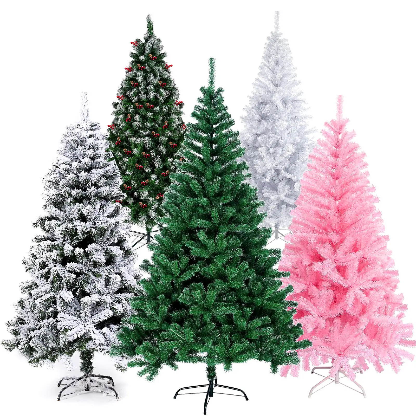 120/150/180/210cm mã hóa nhân tạo Cây giáng sinh trang trí Pre lit PVC Cây giáng sinh mini màu xanh lá cây Xmas cây