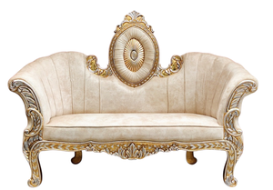 Sofá/Trono de Lujo Moderno para Ceremonia de Boda, Sofá/Couch con Corona para Boda Asiática, Dorado Pulido y Tallado - Product Image 3