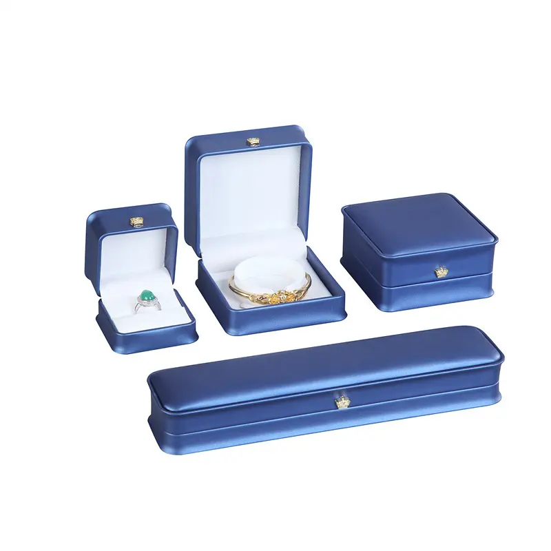 Joyero de cuero PU con forma de corona, caja para recoger anillos, venta al por mayor