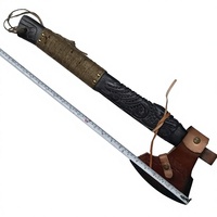 Hache à tête barbue Jexmoo 4 1/2 pouces, faite à la main, en acier à haute teneur en carbone, manche en bois de rose, fourreau en cuir, pour l'extérieur et le bricolage