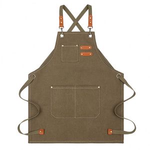 Tablier de boulangerie personnalisé en toile épaisse et résistante, avec logo, pour tenues assorties famille, enfants et parents, modèle dos croisé, pour mère et fille - Product Image 1