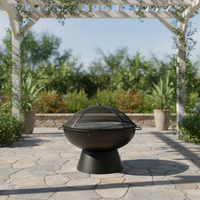 Brasero extérieur 2-en-1 à bois avec barbecue intégré – Bol à feu robuste pour chauffage et grillades en famille