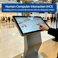 HRAY 55 Zoll Freistehender K-förmiger Informationsterminal mit Weitwinkel-LCD-Panel für Flughafen-Lobby Fluginformations-Selbstbedienungsanlage OEM ODM