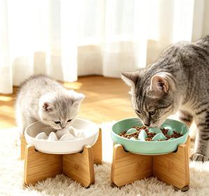 Comedero Lento de Cerámica de Lujo para Gatos al por Mayor con Soporte Elevado para Comida y Agua - Product Image 1