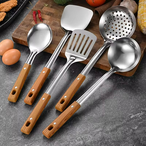 Ustensiles de <span class=keywords><strong>cuisine</strong></span> 6 pièces en acier inoxydable de qualité alimentaire, écologiques, antiadhésifs : spatules, louche, cuillère à soupe, cuillère à pâtes - Product Image 2