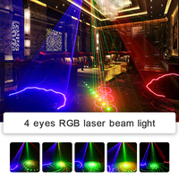 Lampe de fête à faisceau laser Disco à 4 lentilles RGB Laser Cube Stage Club Light DMX Laser Projector Christmas