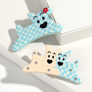 Dessin animé coréen mignon chiot <span class=keywords><strong>Image</strong></span> bleu damier strass <span class=keywords><strong>fleur</strong></span> visage souriant Animal acrylique chien broche pour <span class=keywords><strong>l</strong></span>'<span class=keywords><strong>amitié</strong></span> - Product Image 2